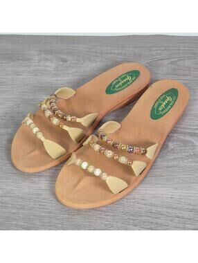 Grandco Beaded Sandals Pink Gold Pearl Beach Dress Cruise Summer 8